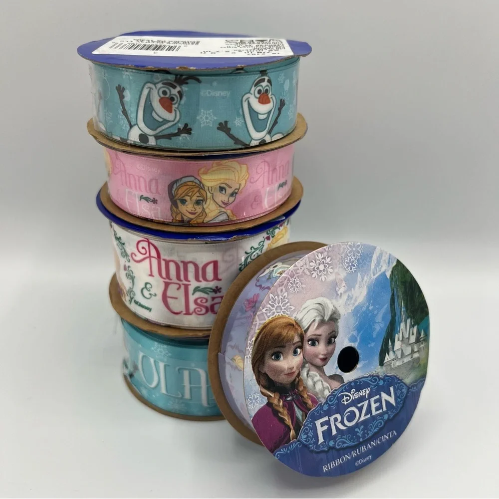 NWT Disney Frozen Ribbon Lot of 5 Olaf Anna Elsa‎ Craft Gift Wrap 7/8